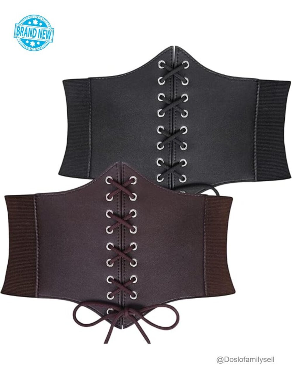 Faux Leather Lace-Up Corset Belt - Stretchy Waist Cincher